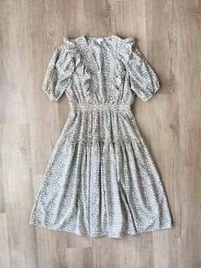 Pinch Leopard Ruffle Tiered Midi Dress L